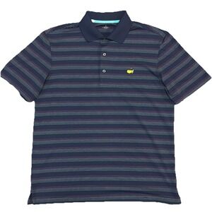 Masters Tech Polo Shirt‎ Adult M Blue Striped Short Sleeve Stretch Performance